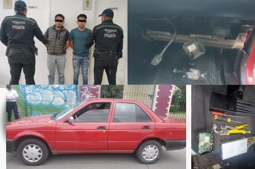 Atrapan a ladrones de Tsuru rojo en Toluca y recuperan el auto momentos después del asalto